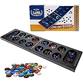 WE Games Foldable Wood Mancala Board Game- Dark Stain