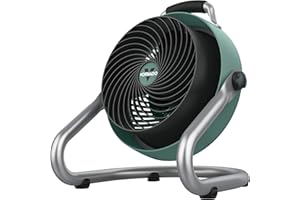 Vornado 293 Large Heavy Duty Shop Fan, 3 Speed Electric Fan, High Impact Casing, IP54-Rated Motor, Whole Room Air Circulator, Pivoting Head, Carry Handle, 16” Floor Fan for Bedroom and Garage, Green