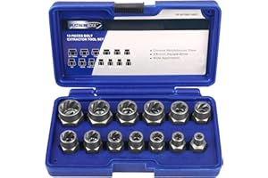 PLATINUMEDGE 13 Pieces Impact Bolt & Nut Remover Set, Stripped Bolt Extractor Set, Cr-Mo Extraction Tool Set with Solid Storage Case, Easy Out Rusted Rounded Damaged Nuts and Bolts