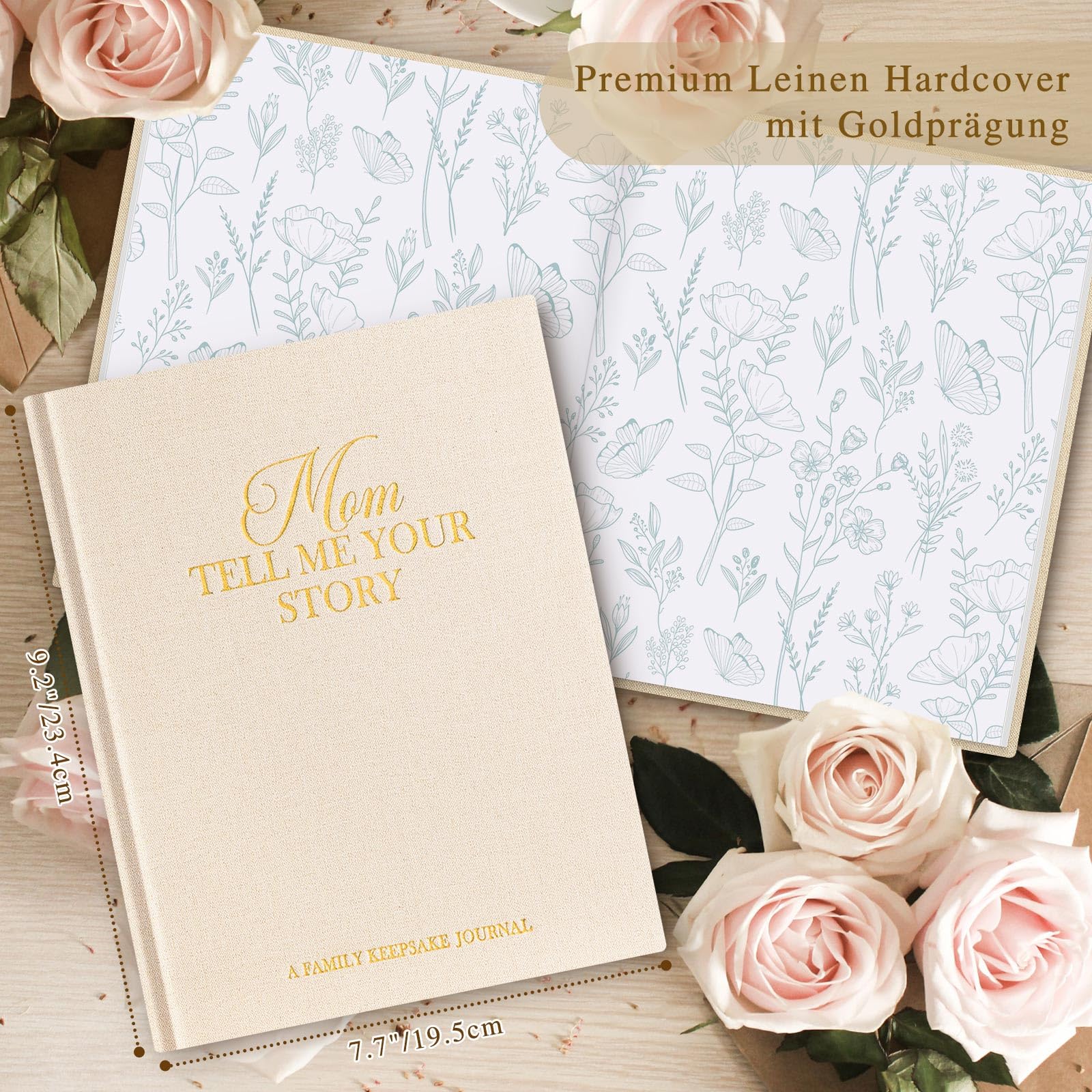 Lanpn Mama Erzähl Mir Deine Geschichte Buch Ausfüllen, Muttertag Geburtstag Geschenk 270+ Fragen Mutter von Deinem Leben Lebensgeschichte Erinnerungsbuch Mom Life Story Journal, Beige, Englisch 2