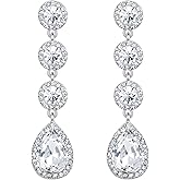 BriLove Women's Elegant Wedding Bridal Crystal Teardrop Chandelier Dangle Earrings