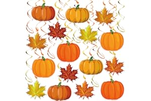 PARTYGARDEN Fall Decor Pumpkin Maple Leaf Hanging Swirl - Fall Thankgiving Pumpkin Party Ceiling Decorations for Home Classroom Office Autumn Thanksgiving Harvest Decor Party Supplies