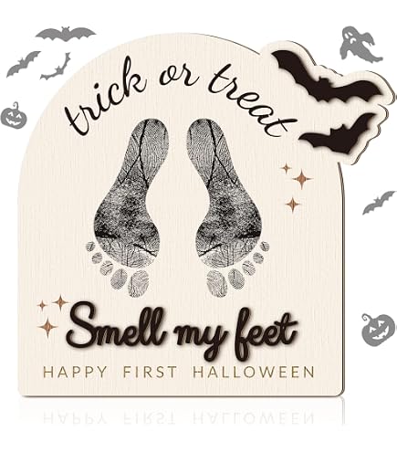 Yalikop My First Halloween “Little Bumpkin” Keepsake Craft – DIY Baby Bum Print Sign, Fall Pumpkin Decor, 5.9x5.9 Inches - View #2
