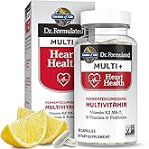 Garden of Life Dr. Formulated Multi+ Heart Health - Fermented Liposomal Multivitamin + Vitamin K2 MK-7, B Vitamins & Probiotics - One a Day for Cardiovascular & Blood Vessel Function, 30 Capsules