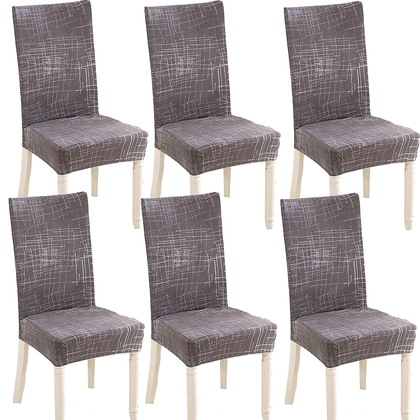 TEERFU Dining Room Chair Covers Slipcovers Set of 6, Stretch Removable Washable Dining Chair Protector Decoration Cover Seat Slipcover for Hotel,Ceremony,Banquet,Kitchen,Restaurant,Home