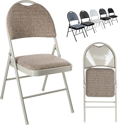 Nyxi Folding Chair Premium Padded Fabric Seat 150kg Load Cream