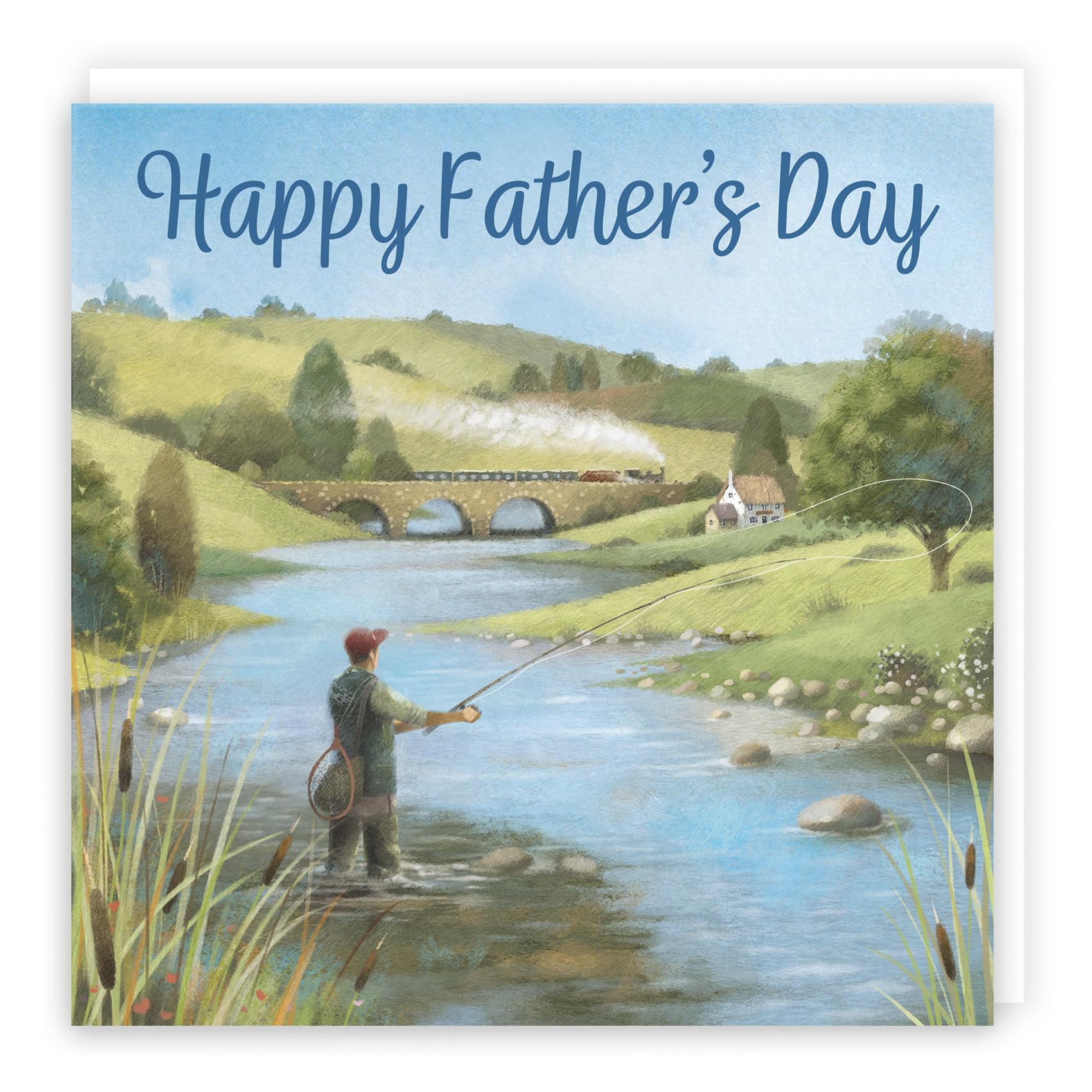 Hunts England - Fly Fishing Fun Father's Day Card For Him - Milo's Gallery - Sport Father's Day Card For Fishing Lovers - For Men, Dad, Grandad, Grandpa, etc.