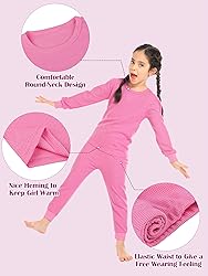 Resinta 3 Sets Girls Waffle Thermal Underwear Set