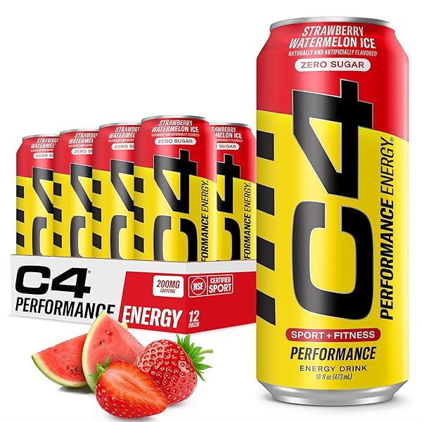 C4 ENERGY DRINK 16OZ (PACK OF 12) – STRAWBERRY WATERMELON ICE – SUGAR FREE PRE WORKOUT PERFORMANCE DRINK WITH NO ARTIFICIAL COLORS OR DYES