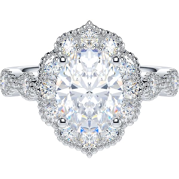 Engagement Rings For Women, DF Color VVS Oval Cut