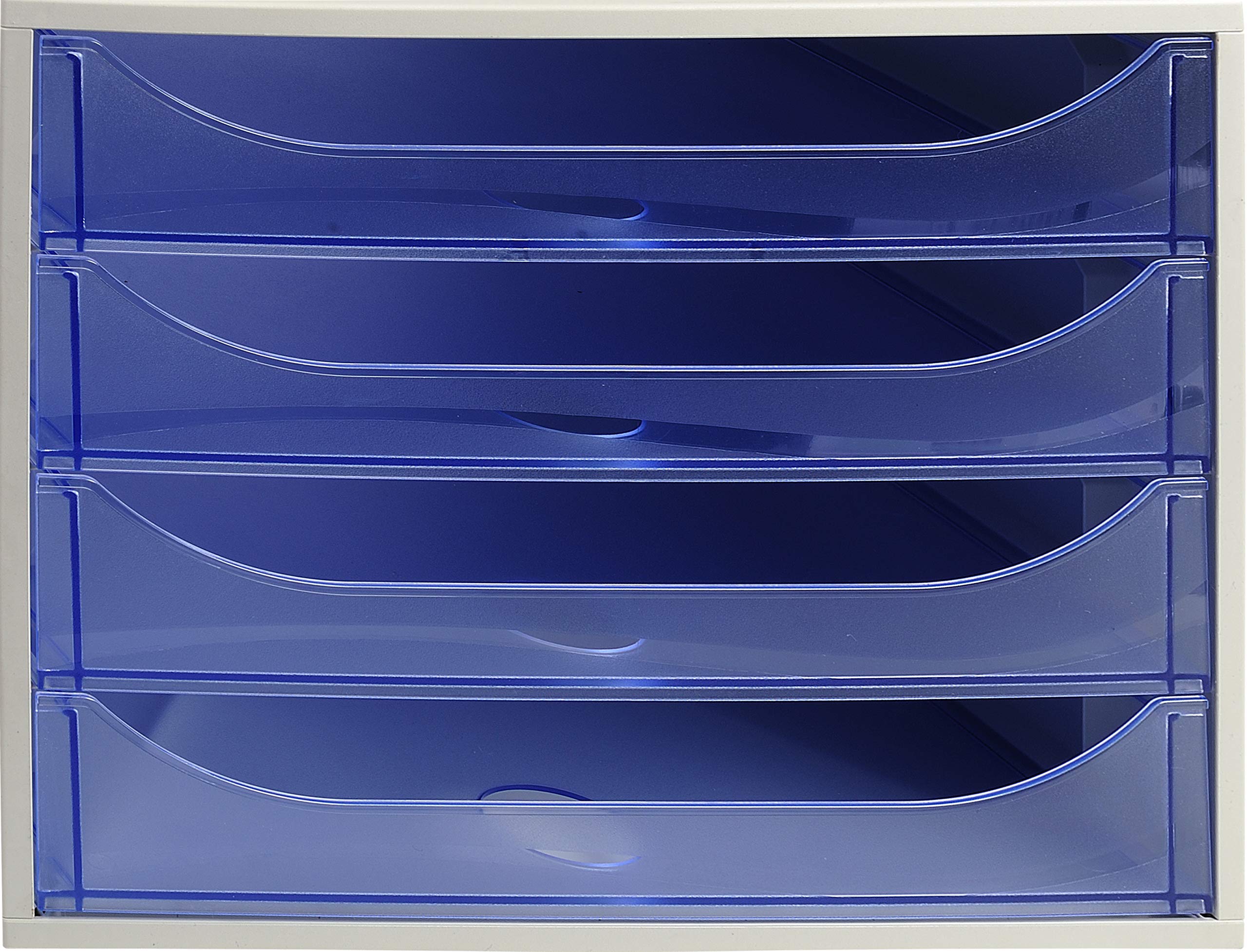 Exacompta - Ref 228610D - EcoBox Drawer Set - 248 x 284 x 234mm in Size, 4 Drawers, Suitable for A4+ Documents, Stackable, Safety Stop Feature - Ice Blue — image 1