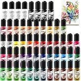 Alcohol Ink - 54 Colors Alcohol Ink Set, Quick Dry Acrylic Drawing Inks | for Artists, Pearl Colors Long Last Epoxy Dye for Resin Art, Painting, Petri Dish Making, Quick Blending