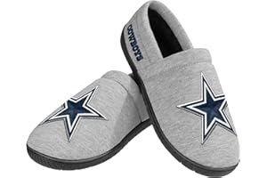 FOCO NFL Men's Officially Licensed Embroidered Primary Logo Gray Team Color Football Sherpa Moccasins Slippers