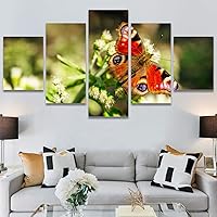 SIGNWIN 5 Panel Canvas Wall Art Modern Art Bee Butterfly Colorful Contemporary Insects Multicolor Photography for Home Decorations Ready to Hang - 60