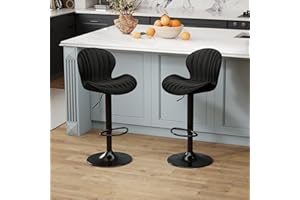 Youhauchair Modern Bar Stools Set of 2, Velvet Height Adjustable Swivel Barstools, Armless Kitchen Island Counter Chairs with