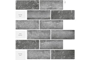 Artemuro 10-Sheet 12"x12" Premium Backsplash Tile for Kitchen Peel and Stick, 3D Self Adhesive Stick on Subway Tiles for Kitchen, Bathroom - Waterproof Wall Panels (Grey)