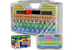 Battery Organizer Storage Holder Box Case with Tester, New Ultra-Large 285+Batteries Double-Sided Variety Pack, Holds AA AAA 