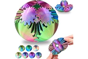 LOCYFENS Gear Ball 3D Printed Gear Ball Spin Ball Cube Fidget Toy, Gear Sphere, Gear Ball Fidget Toy Red Green Blue