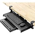VIVO Large Keyboard Tray Under Desk Pull Out Platform with Pencil Drawer, Extra Sturdy C Clamp Mount, 27 (33 Including Clamps) x 11 inch Slide-Out Tray with Storage Drawer, Black, MOUNT-KB05-4D