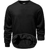 JMIERR Mens Cotton Sherpa Lined Sweatshirts Casual Fleece Long Sleeve Crewneck Fall Winter Pullover Shirts