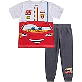 Disney Cars Lightning McQueen Boys Short Sleeve T-Shirt and Pants 2 Piece Set for Toddlers to Big Kids