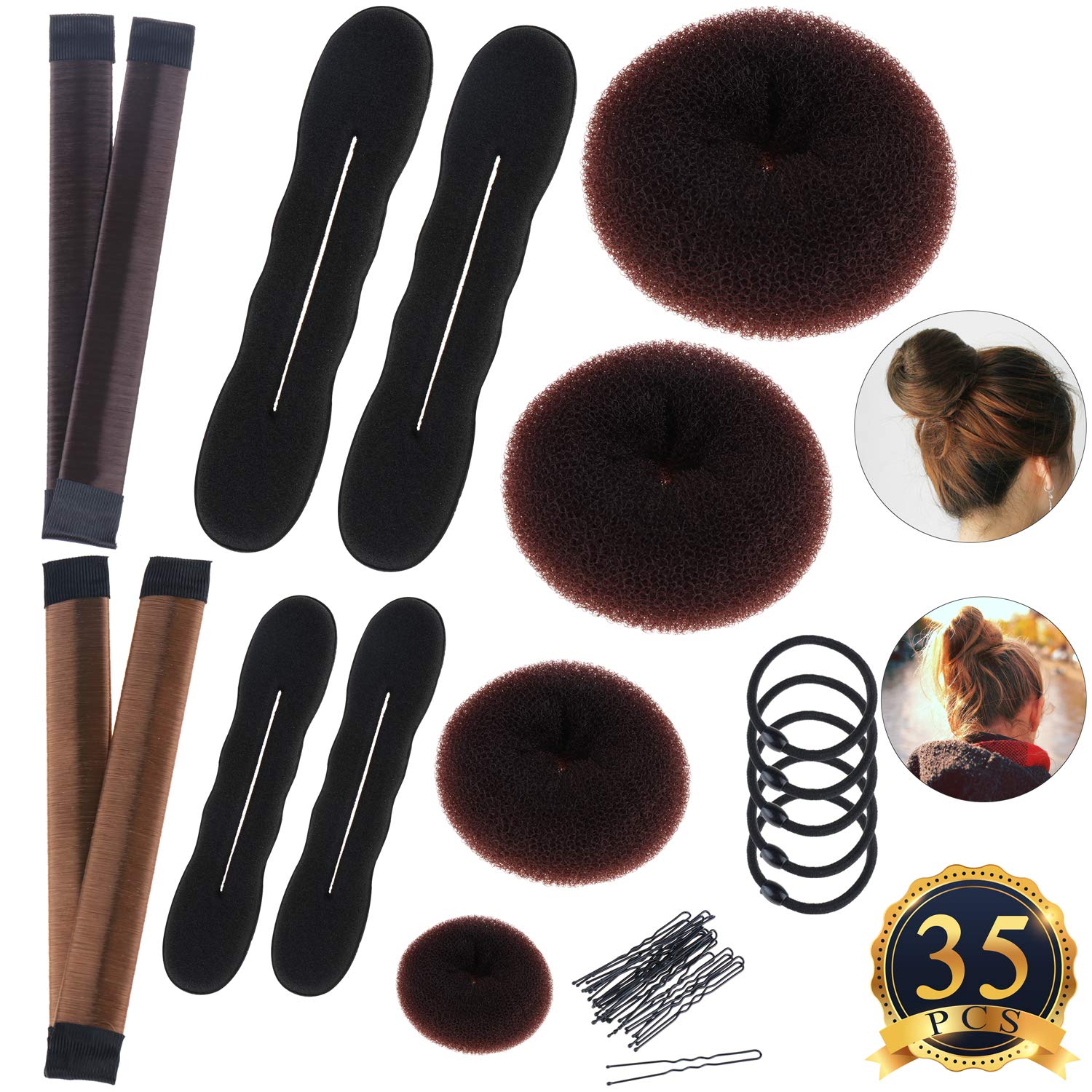 Subang 35 Count Hair Bun Maker Set Including Ring Style Bun Maker