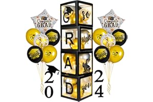AYGXU Graduation Decorations Class of 2024-Graduation Party Decorations,Graduation Balloons Boxes with LED Light Strings & Letters 2024 GRAD So Proud of You,Party Favors For Any Grades.