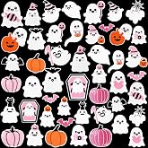 Yuxung 48 Pcs Halloween Iron on Patches Bulk Embroidered Pink Ghost Patch | Cute Spooky Pumpkin Iron on Hat Patch, Pink Girly Sew on Applique for Trucker Hat Backpack Clothes Shirt Jean DIY Craft