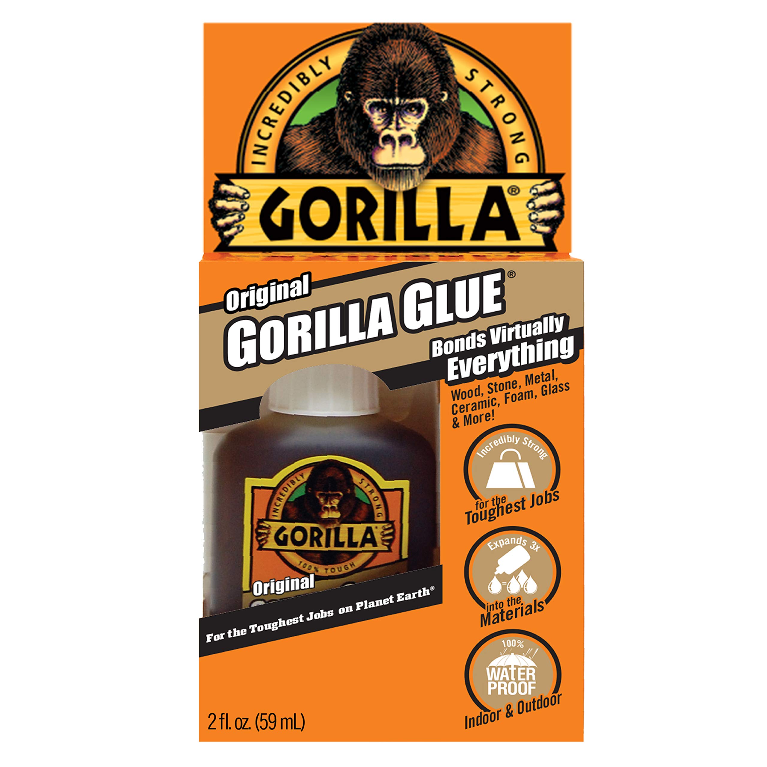 Photo 1 of Gorilla Original Gorilla Glue, Waterproof Polyurethane Glue, 2 Ounce Bottle, Brown, (Pack of 1)