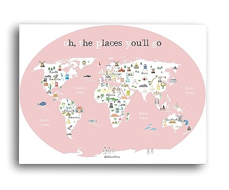 World Map Wall Art Oh The Place You Ll Go Travel Map World Map