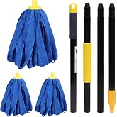 KLEEN HANDLER 3 Piece Microfiber Cloth Mop Heads with 61" Extendable Handle | Screw on Loop End Mops for Commercial &amp; Household Dry/Wet Floor Cleaning, Safe on All Floor Types