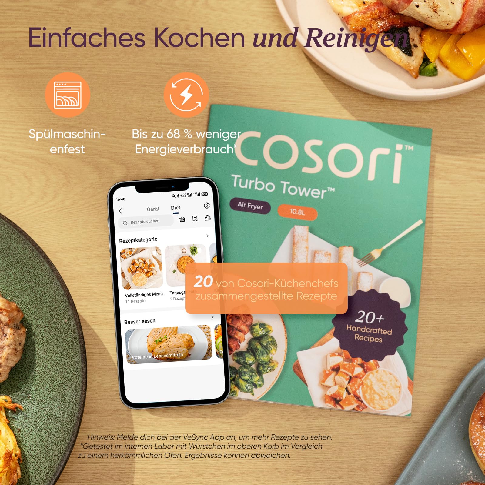 COSORI Airfryer, Heißluftfritteuse 2 Kammern, 10,8 L Heissluftfritteuse, Innovative Mehrfach-Luftgeschwindigkeit, Spart 41 Prozent Platz, Inklusive Rezeptbuch und Edelstahl-Rost, Silbergrau 9