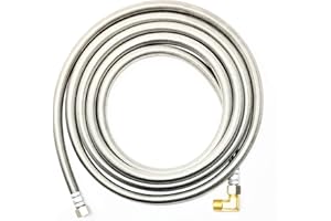 SHARK INDUSTRIAL Shark Premium 10 FT Stainless Steel Dishwasher Hose - Burst Proof Water Supply Line 3/8" MIP Elbow - 10 Year Warranty