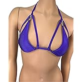 Triangle Bikini Top Swimwear Purple Exotic Dancewear Rave Outfits Skimpy Strappy String Adjustable Cage Micro Bikini Bra With Connector