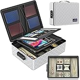 HAUKL Fireproof Document Bag with Lock - 14" Fireproof Safe Box for Home & Travel, 8-Layer Waterproof Fireproof Bag for Files, Passports, Jewelry, Cash, 2000°F Protection (Gray W/Jewelry Holder)