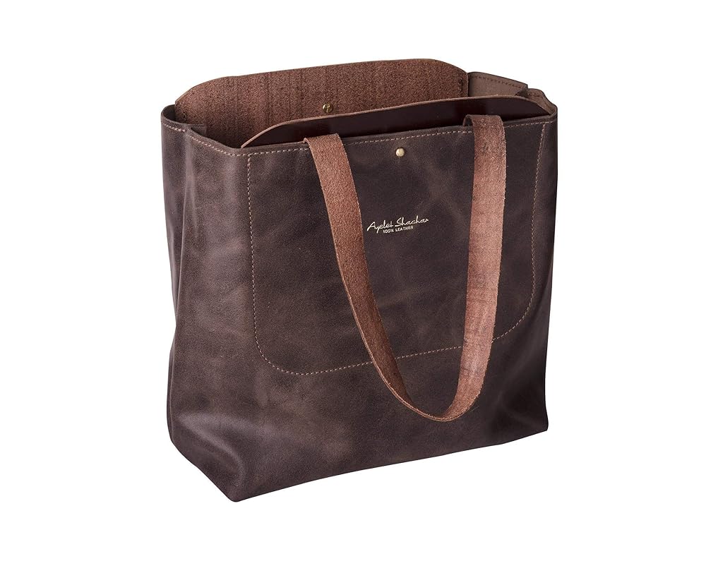 Deluxe Leather Tote Bag For Women/Dark Brown Leather