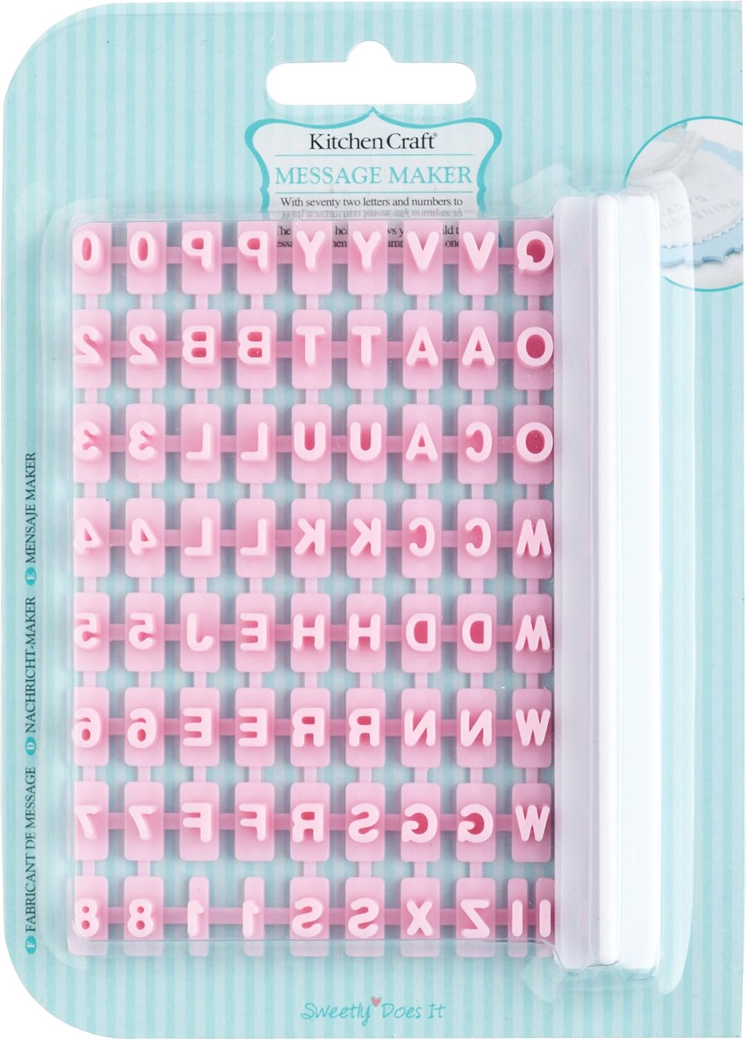 KitchenCraft Sweetly Does It Fondant Letter Cutters, Plastic, Cake Decorating Set including 73 Alphabet Icing Embosser Stamps, Pink - Image 3