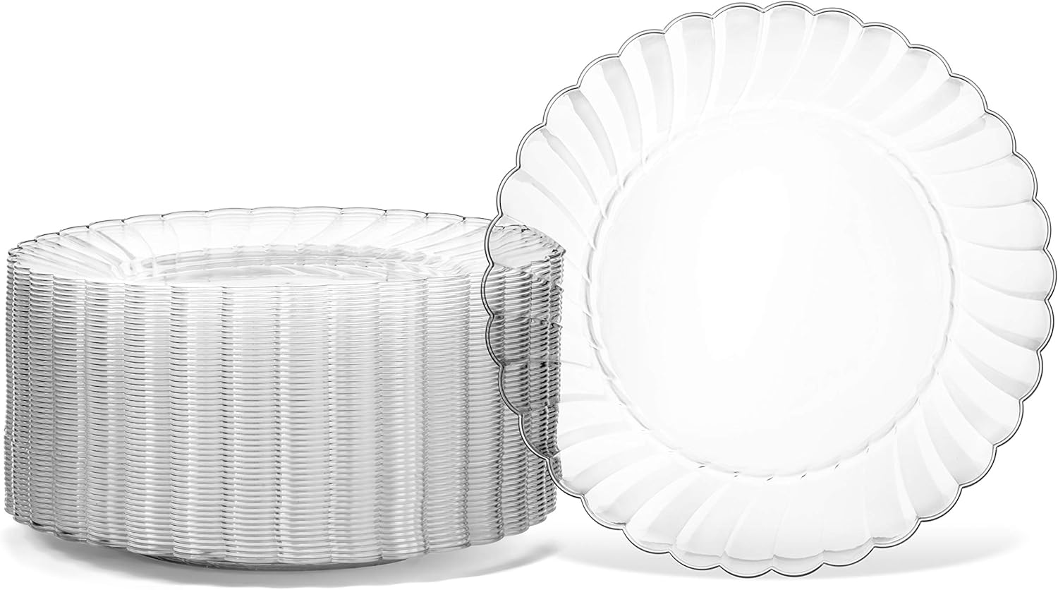 100 Premium Hard Clear Plastic Plates Set By Oasis Creations 6" Clear