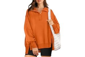 RUBZOOF Oversized Sweatshirt for Women Trendy Button Henley Neck Pullover Long Sleeve Tops Casual Fall Clothes XS-XL