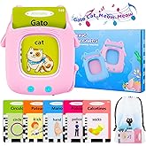 Toddler Toys Talking Flash Cards for 1 2 3 4 5 6 Year Old Boy Girl Birthday Gift, Montessori Educational Bilingual Spanish & English Learning Toy for Toddlers 1-3, Sensory Toys for Kids with Autism