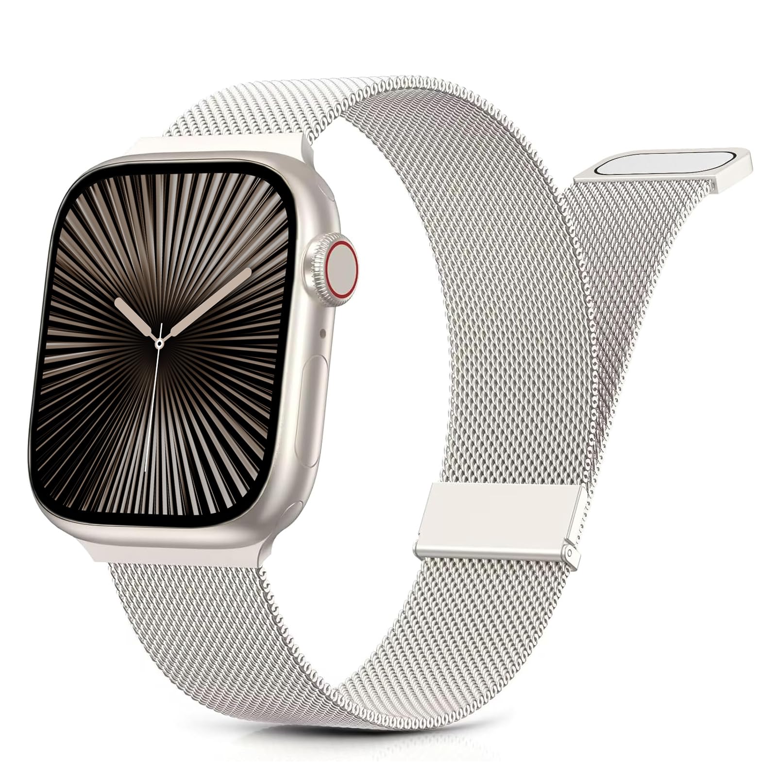 Tuocal Metal Upgraded Strap Compatible with Apple Watch Strap 42mm(Series 3/2/1) 44mm 45mm 46mm, Mesh Dual Magnetic Stainless Steel Replacement Women Men Straps for iWatch Series 10 9 8 7 6 5 4 3 2 1