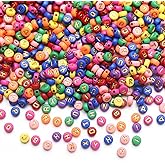 ToBeIT 1000Pcs Alphabet Letter Beads Gold Acrylic Beads Round Colour Plastic Beads for DIY Bracelet Necklace Craft Making(Purple-Gold