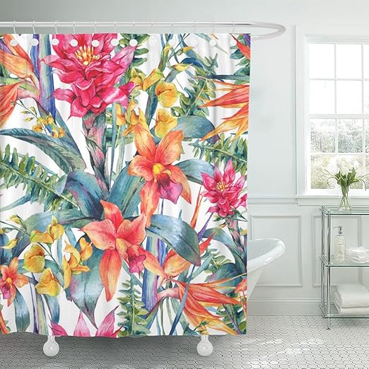 Amazon Com Tompop Shower Curtain Watercolor Vintage Floral