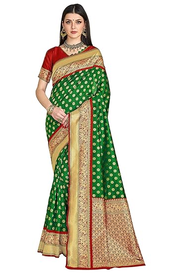 Womens Silk Blend Banarasi Saree (Bridal_Silk120)