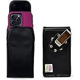 Turtleback Belt Clip for iPhone 16 Pro Max, 15 Pro Max, 14 Pro Max -Large- Fits w/Defender Bulky Style Cases, Premium Black Leather, Vertical Belt Holder, Magnetic Closure HD Rotating Belt Clip