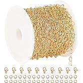 UMAOKANG 5 Meters Gold Plated Stainless Steel Chain for Jewelry Making Hollow Heart Chain Roll with Jewelry Findings