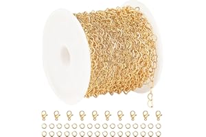 UMAOKANG 5 Meters Gold Plated Stainless Steel Chain for Jewelry Making Hollow Heart Chain Roll with Jewelry Findings