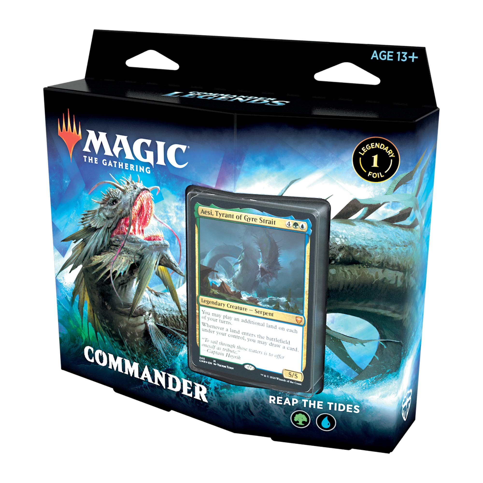 Magic: The Gathering Commander Legends Commander Deck – Reap the Tides (100 Card Ready-to-Play Deck, 1 Foil Commander, Blue-Green)