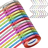 Shappy 15 Rolls Curling Ribbon 1/5" Wide x 11 Yards Total 165 Yards Balloon String Curly Shiny Metallic Roll Assorted Colors for Art Craft Gift Wrapping Florist Wedding Festival Decor(Bright Color)