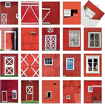 Amazon Com Red Barns Assortment Of 20 Boxed Note Cards With
